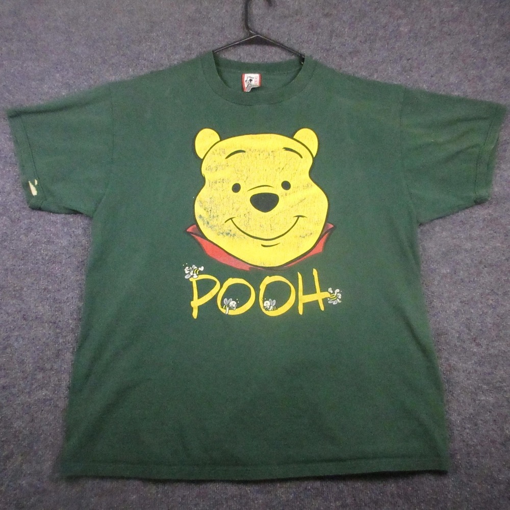 Vintage Disney Pooh Shirt Mens One Size Green Winnie The Pooh Graphic Tee USA